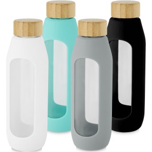 Tidan 600 ml borosilicate glass bottle with silicone grip, G (Water bottles)