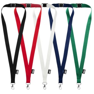 Tom recycled PET lanyard with breakaway closure, Green (Lanyard, armband, badge holder)