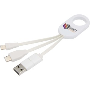 Troop 4-in-1 recycled plastic charging cable, White (Eletronics cables, adapters)