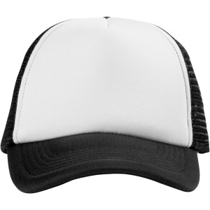 Trucker 5 panel cap, solid black,White (Hats)