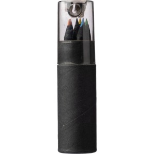 Recycled carton colored pencils set Beate, black