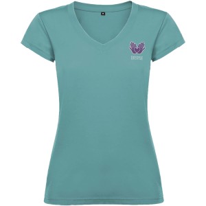 Victoria short sleeve women's v-neck t-shirt, Dusty Blue (T-shirt, 90-100% cotton)