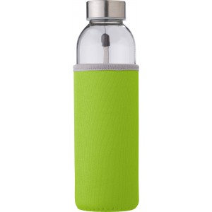 Glass bottle (500 ml) with neoprene sleeve Nika, lime (Water bottles)