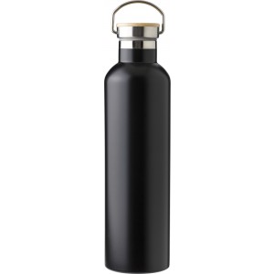 Stainless steel double walled bottle Damien, black (Water bottles)