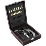 Wine set with chess-game, brown (6832-11CD)