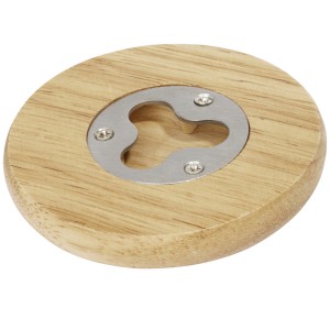 Scoll wooden coaster with bottle opener, Natural (Wood kitchen equipments)