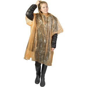 Ziva disposable rain poncho with storage pouch, Orange (Raincoats)